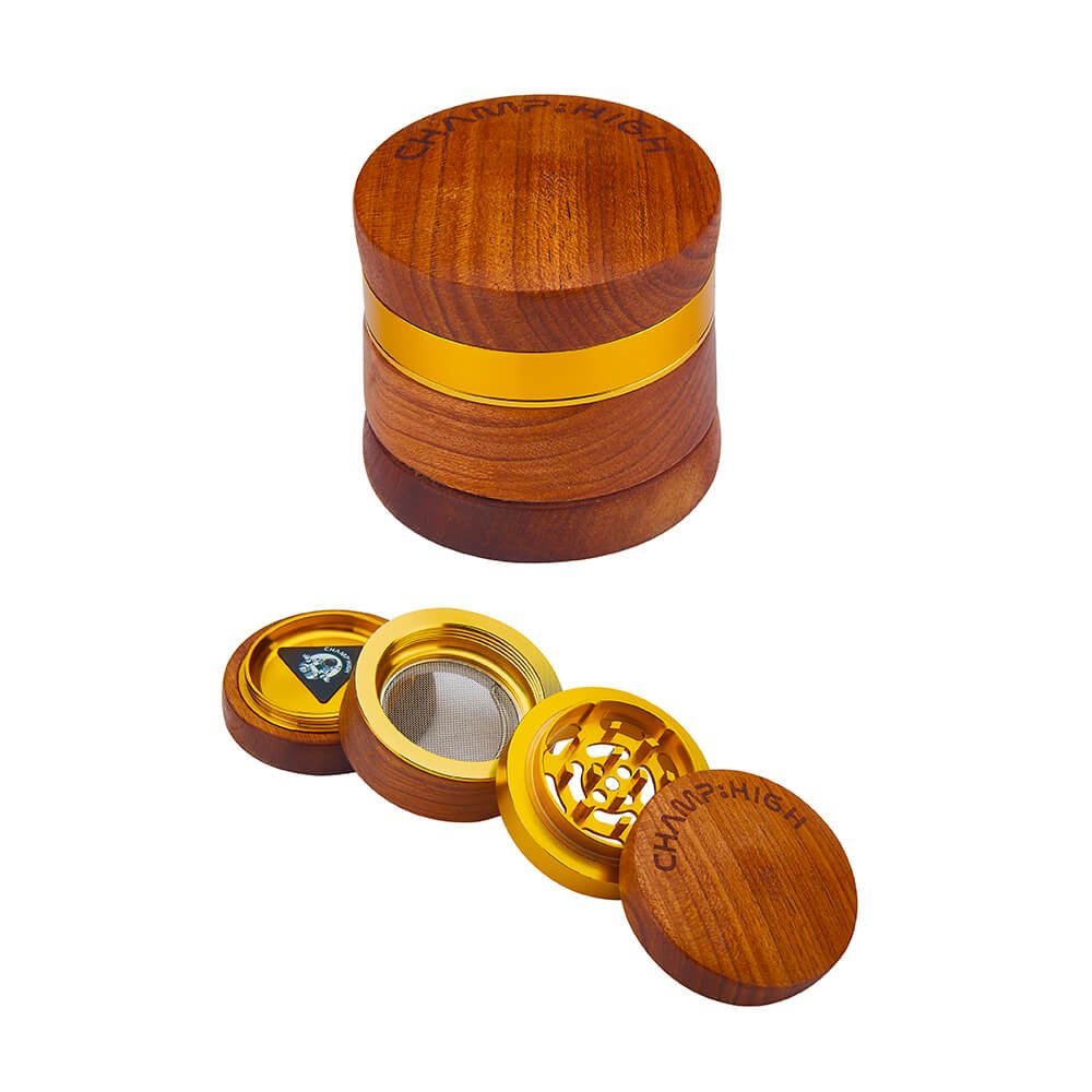 Champ High Wooden Metal Gold Grinder 4 Parts – 60mm